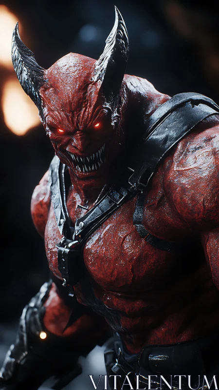 Red horned demon character rendered in detailed 3D