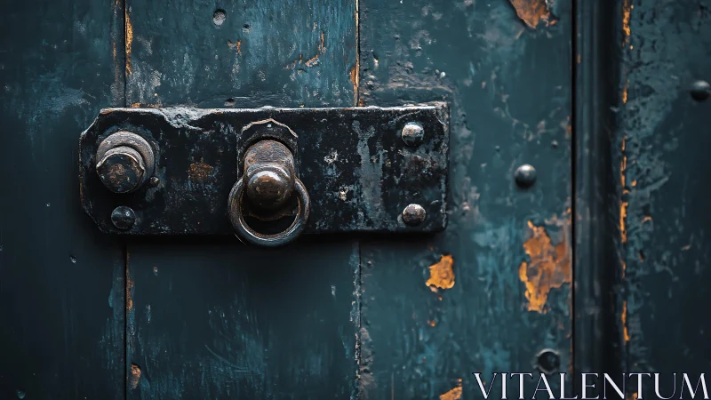Weathered metal door latch with quiet, nostalgic charm.