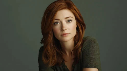 Soft-lit redhead portrait conveys quiet strength and depth
