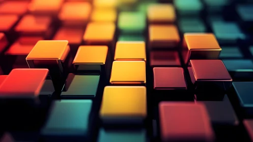 Vibrant 3D Colorful Cubes Abstract Digital Artwork.