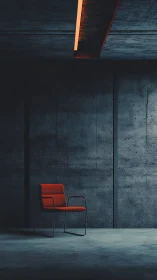 Industrial Interior Space with Orange Accent Chair