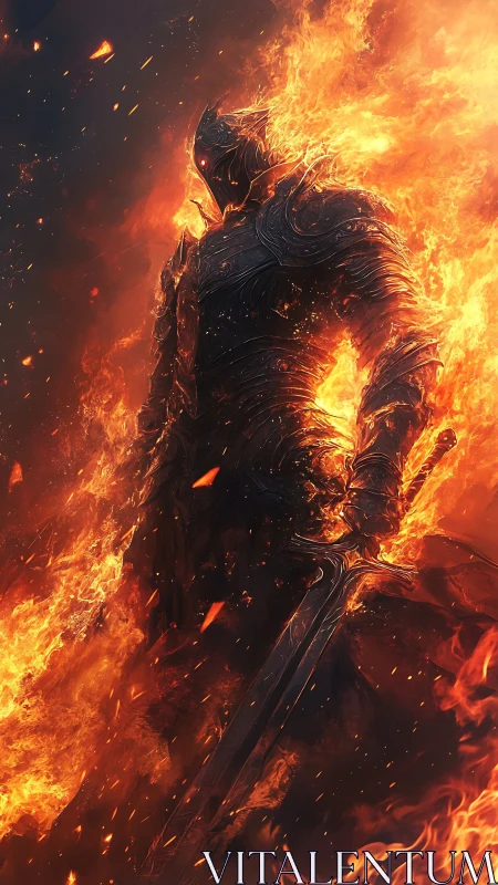 Blazing warlord strides from the inferno with molten intent