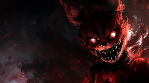Demonic red fox animatronic rendered in dynamic horror lighting