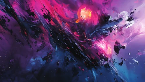 Nebular chromatic collision in luminous cosmic vortex.