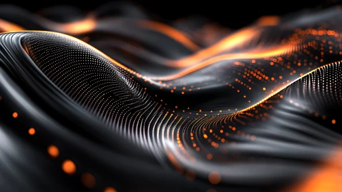 Parametric wavefield with orange particle data streams in motion