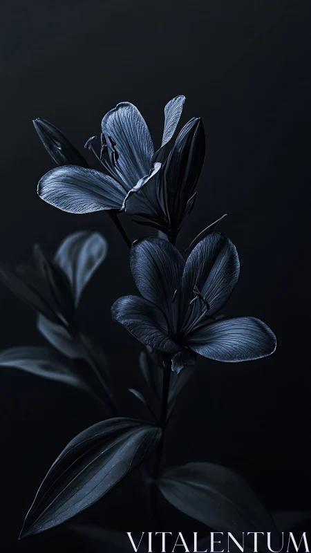Delicate Petals Illuminated Against Darkness.