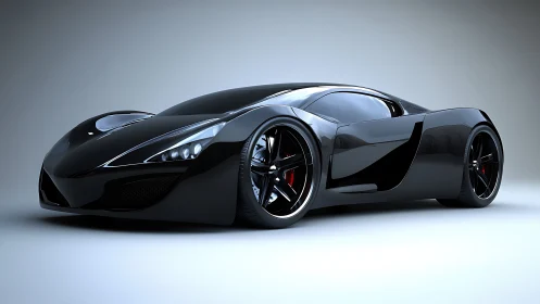 Black futuristic supercar with glossy aerodynamic bodywork.