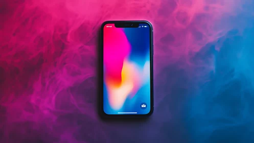 Neon Dreams on Glass: Vibrant Liquid Light Dances Through Modern Smartphone.