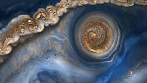 Fractal gas vortex simulation with turbulent spiral core
