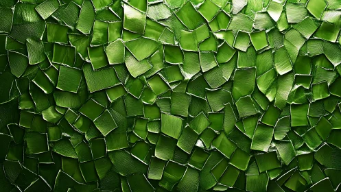 Green irregular tile pattern with textured reflective surface.