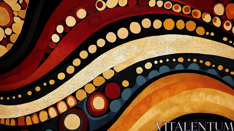 Curvilinear mosaic arcs with concentric circle rhythm design.