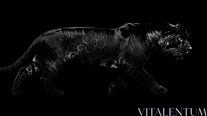 Midnight black panther walking in quiet, confident grace.