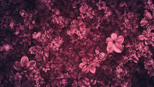 Dense floral arrangement with varied bloom sizes in magenta tones.