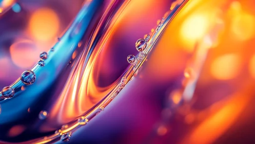 Microscale fluid tension arcs with refracted bokeh spectra.