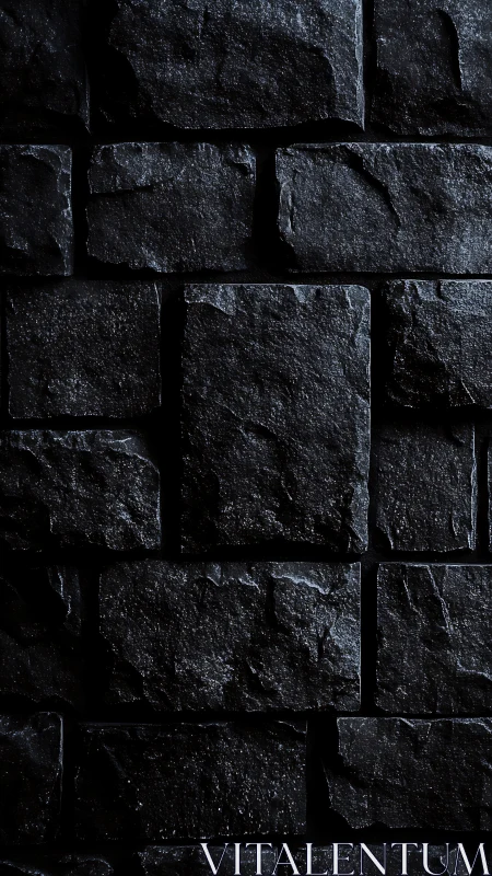 Moody black stone wall with rich texture and quiet drama.