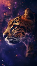 Cosmic Tiger Ablaze: Celestial Beast in Purple Fire