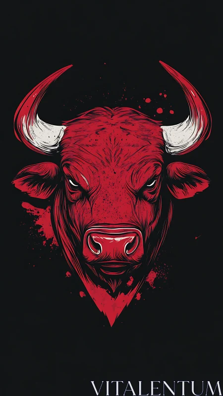 Graphic bull head illustration with angular inked contours.