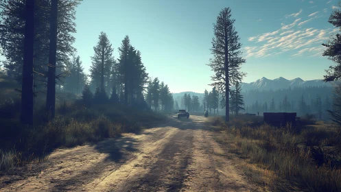 Morning light welcomes a quiet drive through forest hills