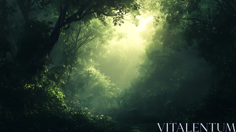 Luminous Portal: Where Sunlight Dances Through Ancient Woods