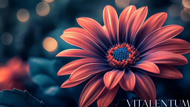 Gerbera Daisy With Chromatic Lighting And Bokeh Depth.