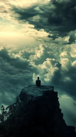 Quiet cliffside daydream above an ocean of roaming clouds.