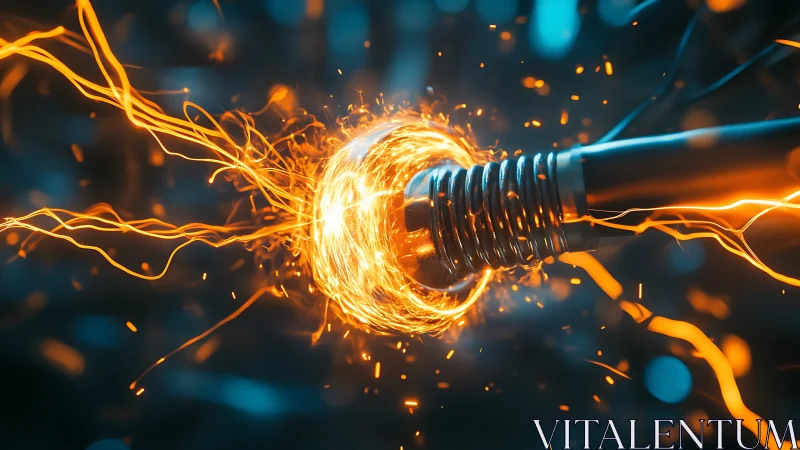 Bolt-born lightning swirl crowns a charging steel connector.