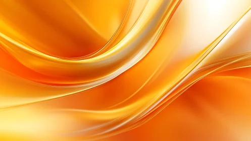 Vibrant orange abstract waves in glossy fluid design background.