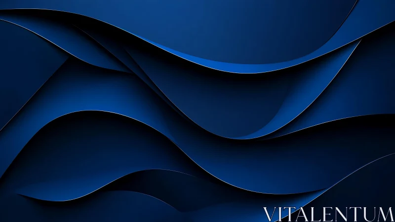 Abstract dark blue layered waves digital art background.