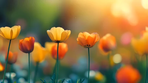 Selective focus tulip composition demonstrates shallow depth field rendering technique.