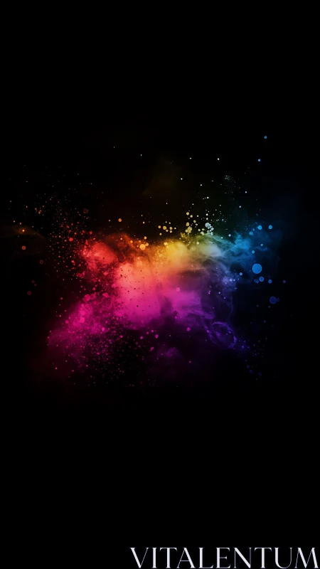 Prismatic nebula burst drifting across deep black void.