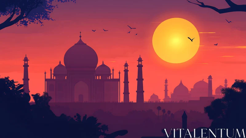 Sun-drenched domes courting twilight above silent gardens.