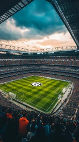 Packed football stadium before major evening kickoff.