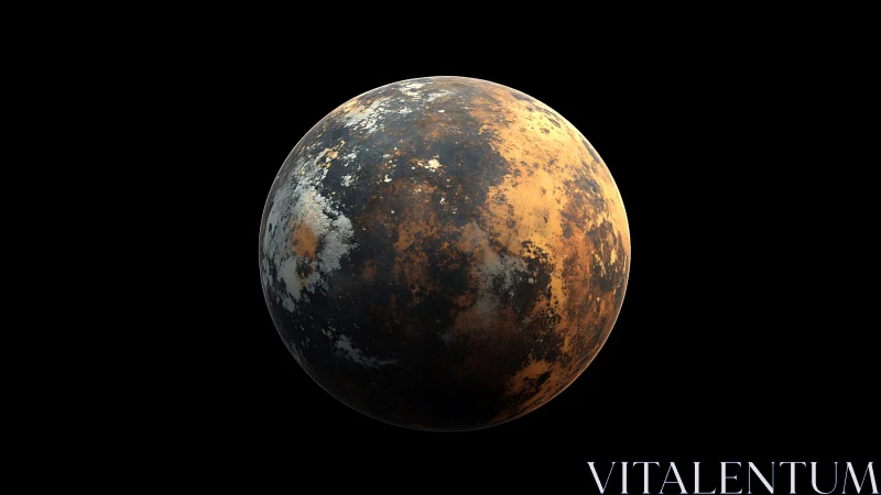 Rendered planetary sphere shows irregular crust-like surface