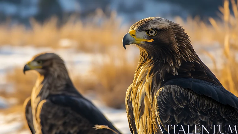 Golden Eagles in Natural Habitat, Close-Up Wildlife Photography.