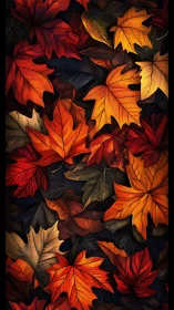 Vibrant autumn maple leaves form layered seasonal tapestry
