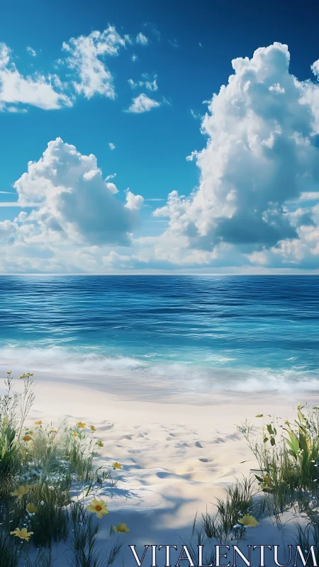 Sunlit dunes whisper toward a tranquil turquoise horizon