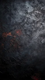 Moody textured stone surface with embers of warm rust.