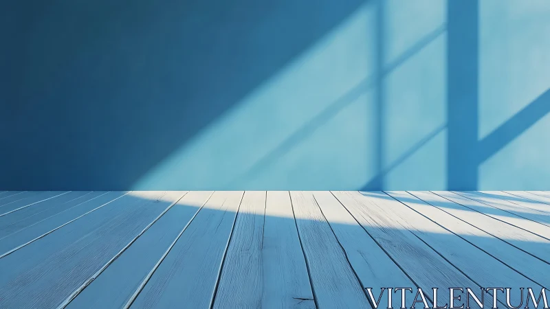 Soft morning light spills across a calm blue room corner