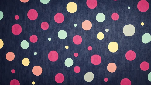 Chromatic polka dot distribution on textured navy field.