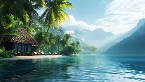 Tropical Paradise Resort Nestled Within Emerald Mountains and Crystalline Waters.