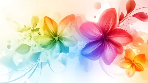 Rainbow Gradient Flowers in Abstract Bloom.