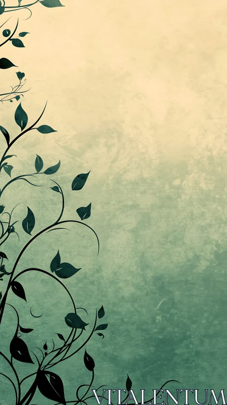 Gentle teal vines curling into a calm sunlit sky.