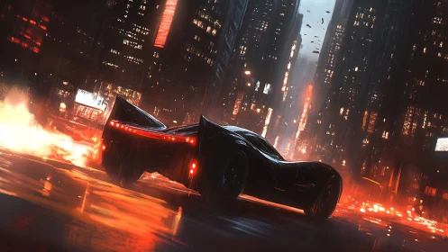 Night racer slices through a neon soaked futuristic city street
