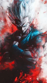 Energetic warrior portrait in high-intensity chromatic turbulence.