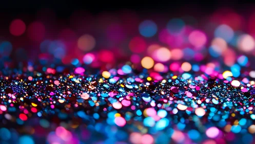 Macro bokeh spectrum over glittered surface, chromatic field.