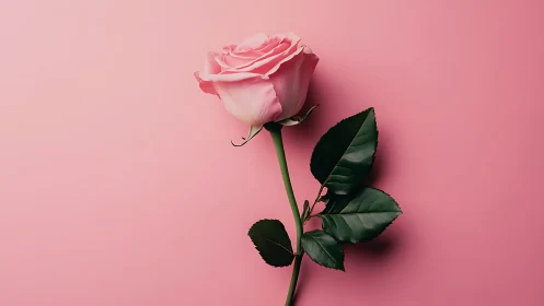 Pink Rose Photographed Against Monochromatic Rose Background