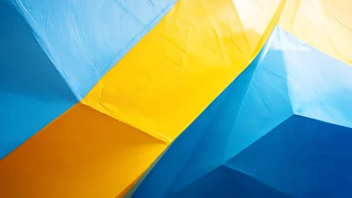 Bold Abstract Geometric Shapes in Blue and Yellow Tones.