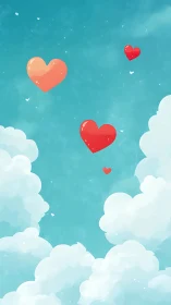 Volumetric Heart Forms Suspended in Atmospheric Turquoise Gradient Space