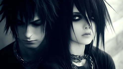 Shadowy emo duo sharing quiet, electric midnight moods.