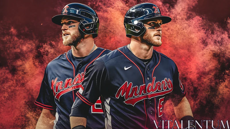 Dual baseball portrait renders dynamic athletic intensity